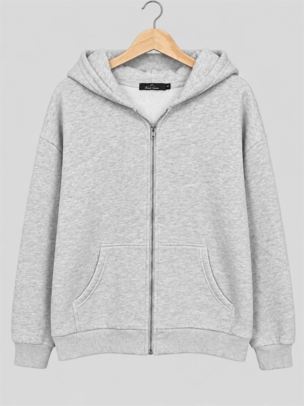 Women's Trendy Queen Light Gray Full-Zip Hoodie Jacket - Classic Casual - M